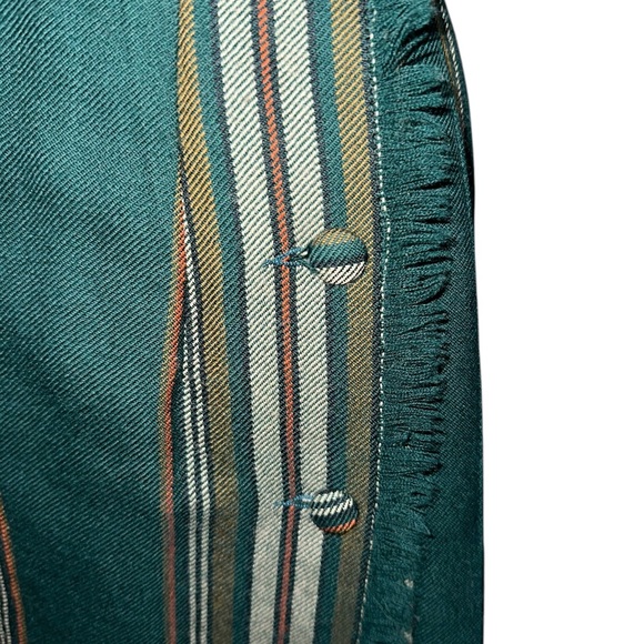 Vintage ALJEAN Canada 100% Green Plaid Wool Pleated Academia Wrap Skirt ~ Size M - Picture 6 of 10